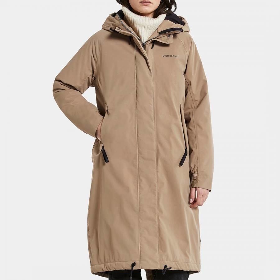 Beige Waterproof Alicia Oversize Long Parka Jacket
