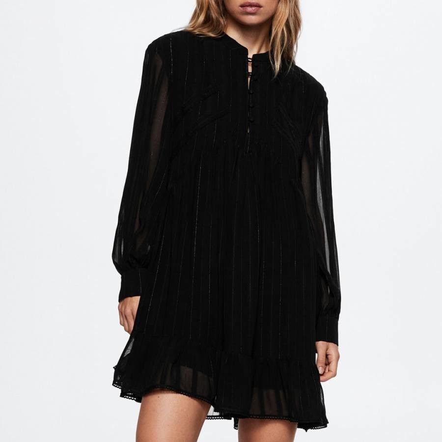 Black Shiny Textured Dress