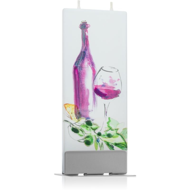 Flatyz Greetings Bottle Of Wine And Glass decorative candle 6x15 cm