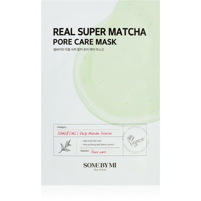 Some By Mi Daily Solution Super Matcha Pore Care nourishing sheet mask to tighten pores and mattify the skin 20 g