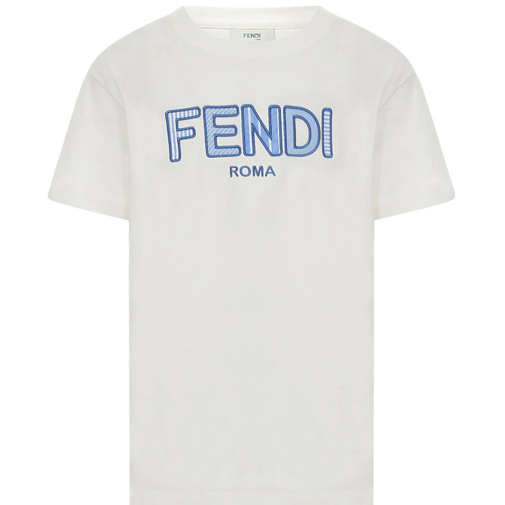Fendi Kids Unisex Logo T-shirt White 8Y