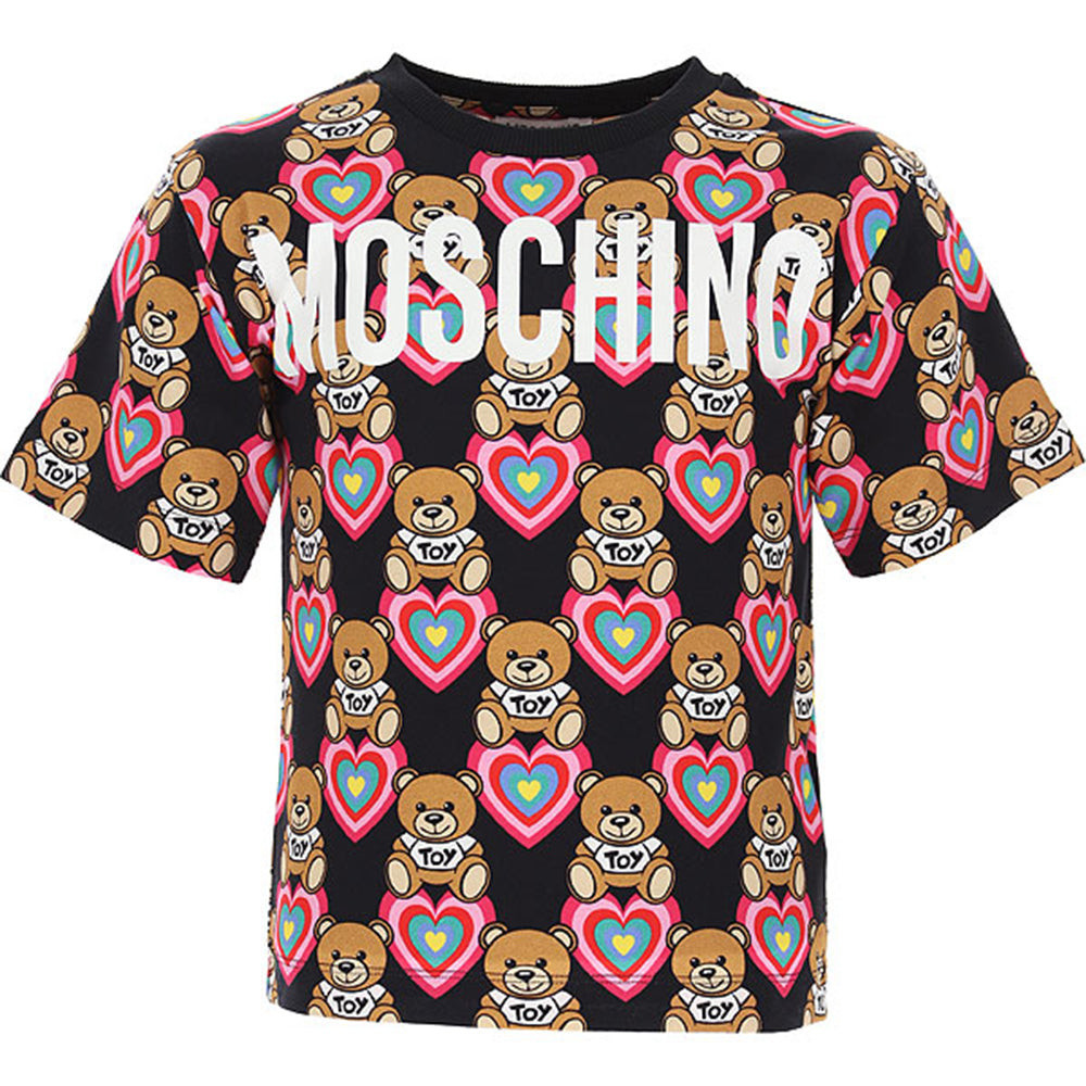 Moschino Girls Teddy Heart T-shirt Black 5Y