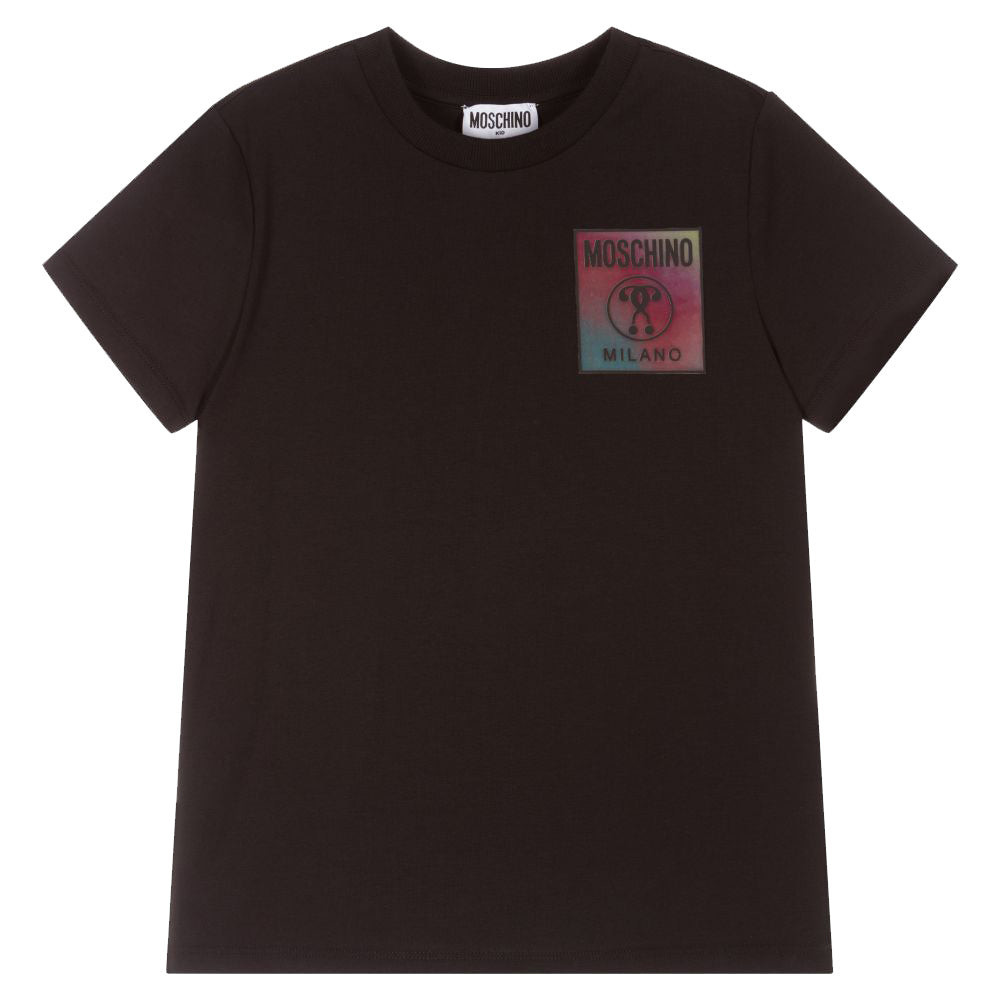 Moschino Boys Iridescent Logo T-shirt Black 6Y