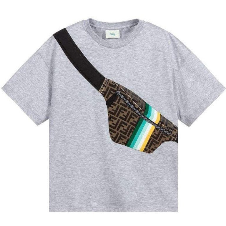 Fendi Boys T-shirt Pouch Print Grey 14Y