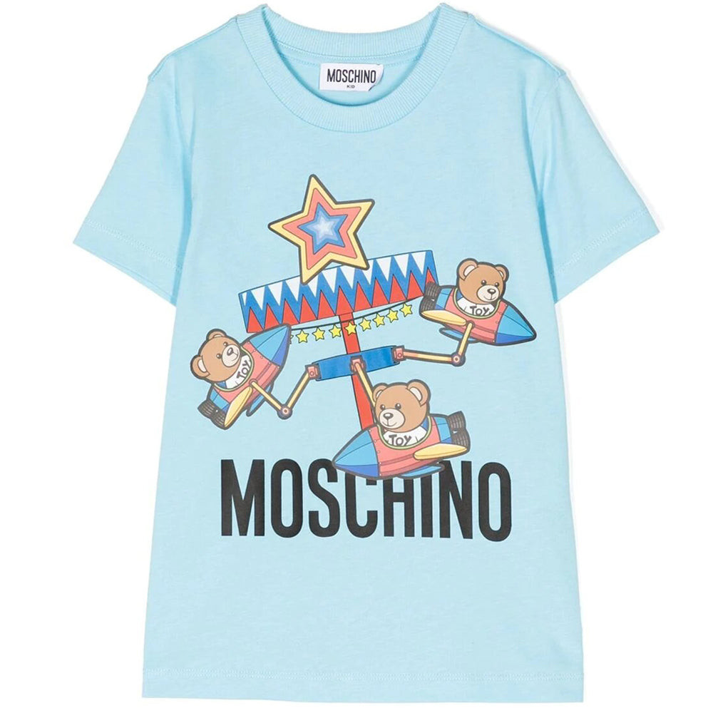 Moschino Boys Teddy Bear Rocket Print T-shirt Blue 4A