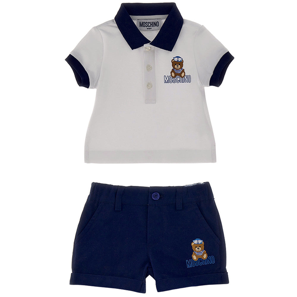 Moschino Baby Boys Polo & Shorts Set White 9/12 White/blue Navy