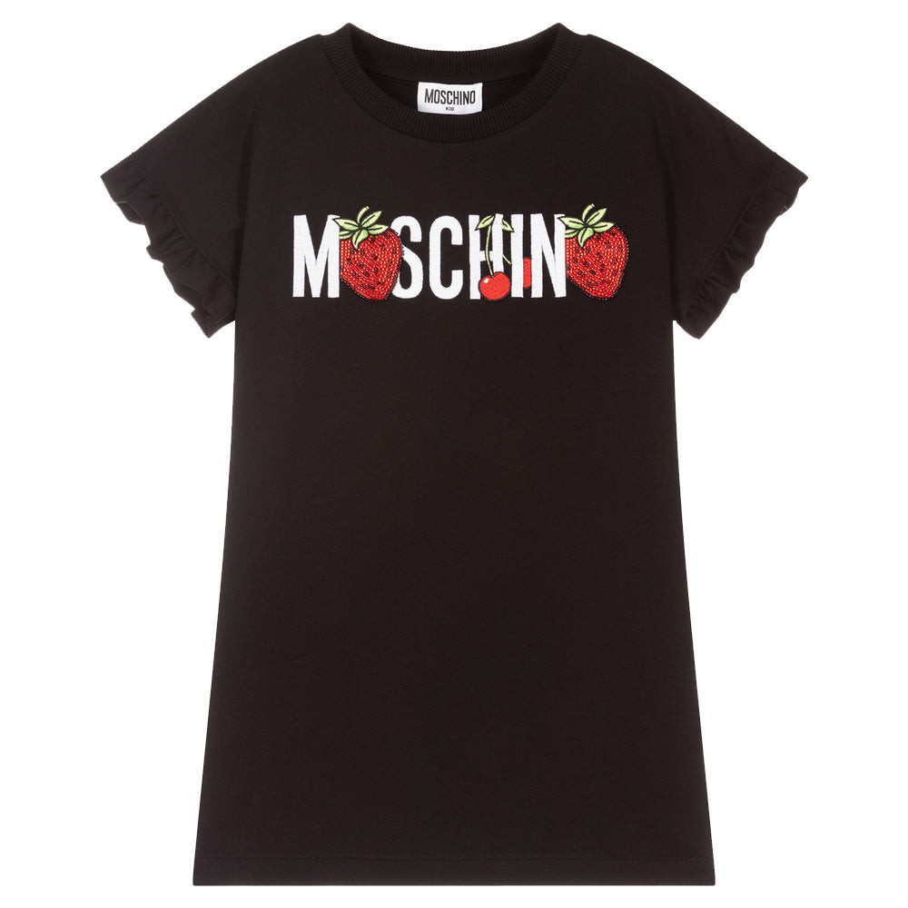 Moschino Girls Strawberry Logo T-shirt Black 14Y