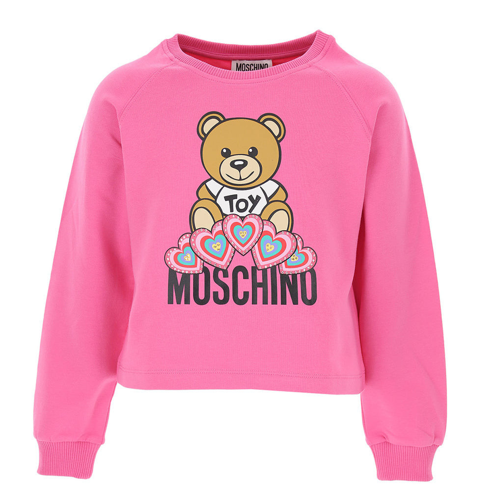 Moschino Girls Teddy Hearts Sweater Pink 4Y