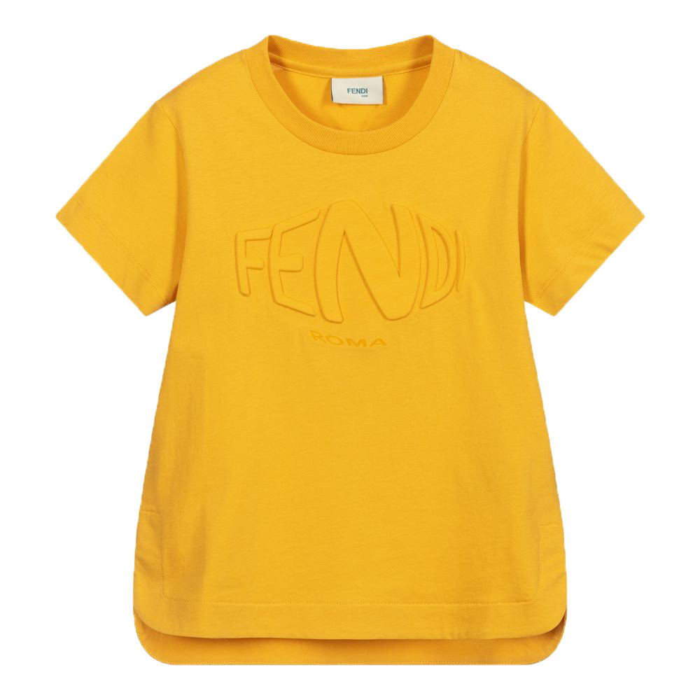 Fendi Unisex Basic Cotton T-shirt Yellow 10Y