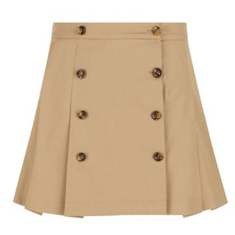 Fendi Girls Button Detailed Pleated Skirt Beige 8Y
