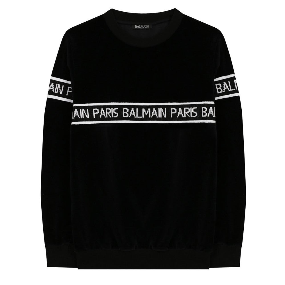 Balmain Boys Velvet Logo T-shirt Black 14Y
