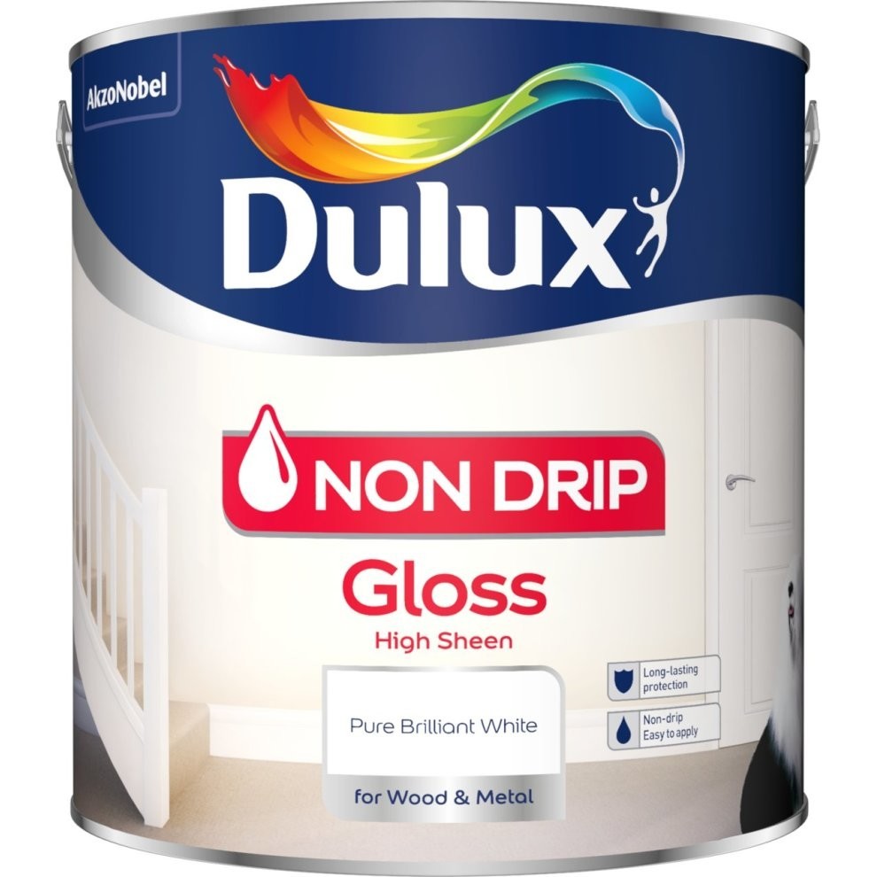 Dulux Non Drip Gloss Paint, 2.5 L - Pure Brilliant White