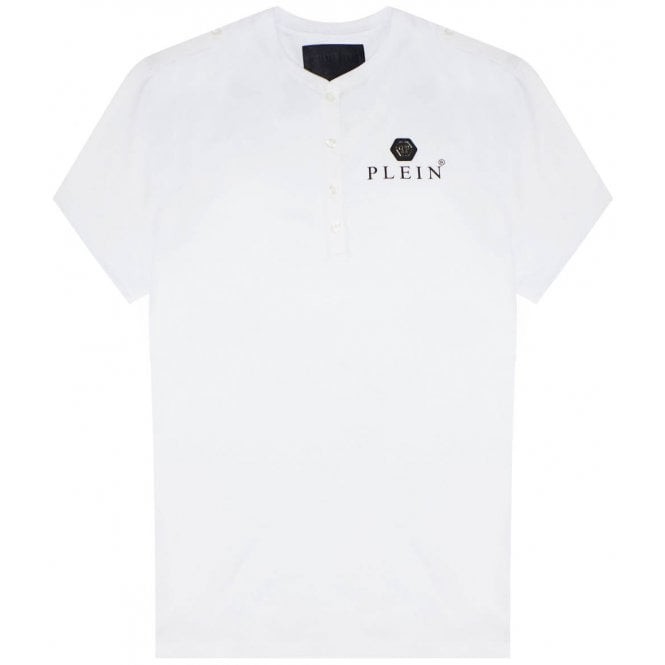 Philipp Plein Men's Logo Plaque Henley T-shirt White M