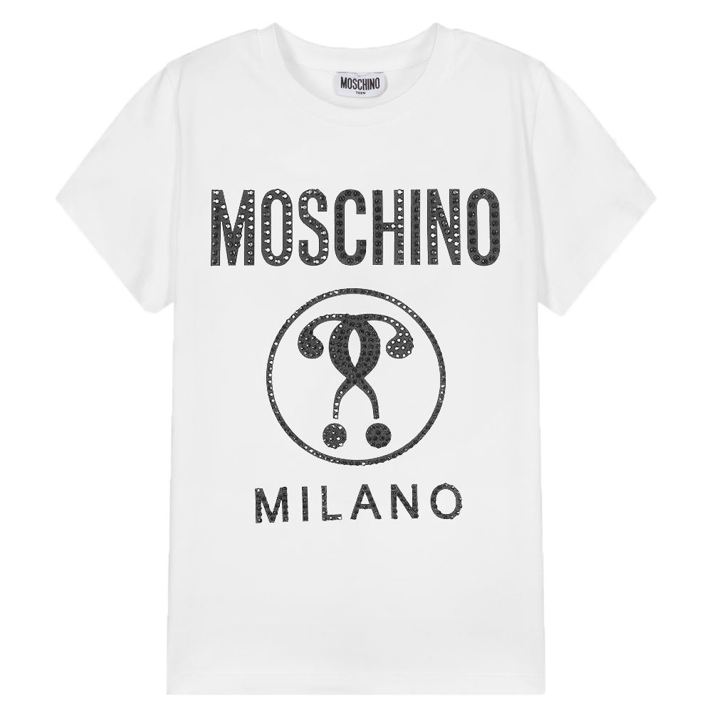Moschino Girls Milano Diamante T-shirt White 6Y