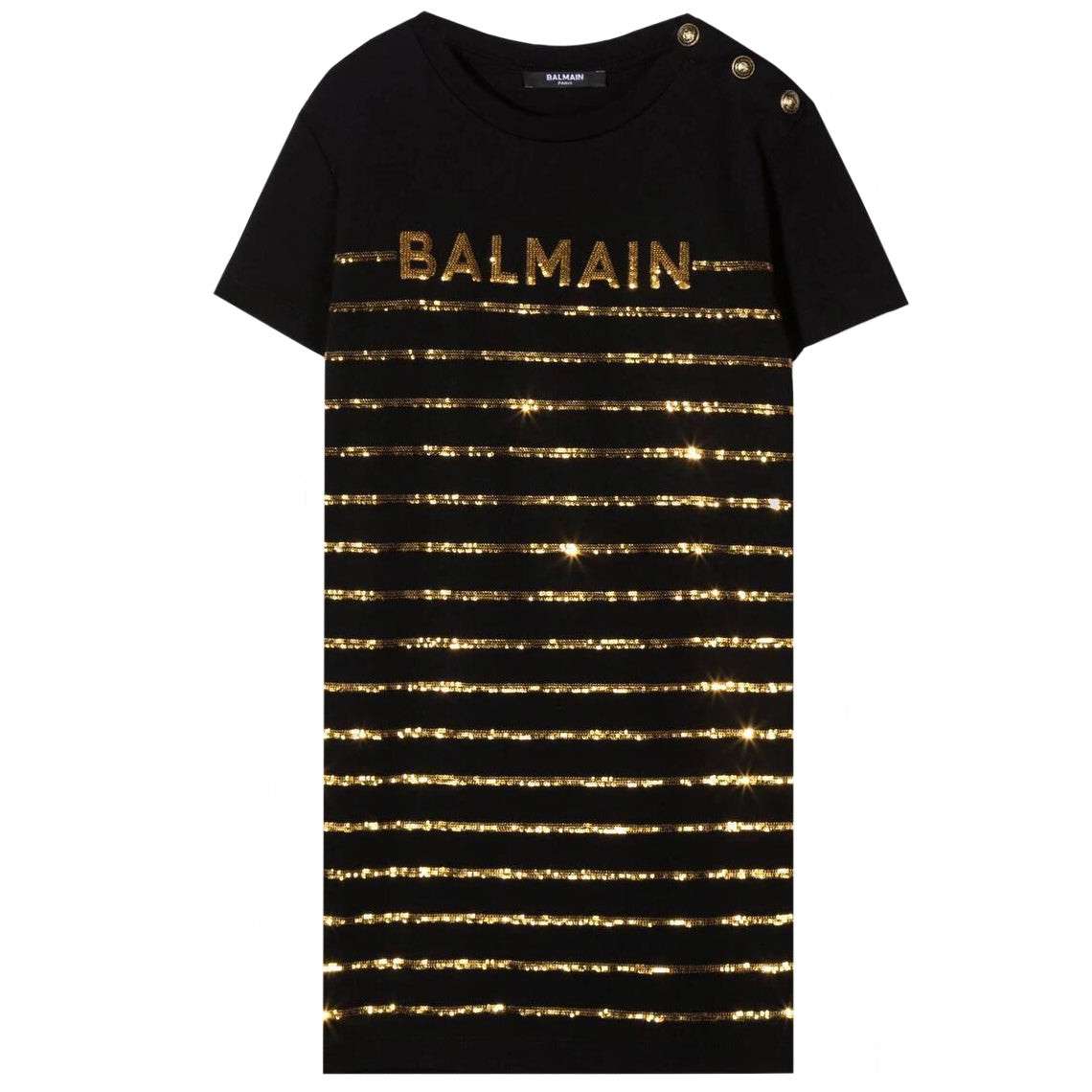 Balmain Girls Gold Stripe Dress Black 8Y