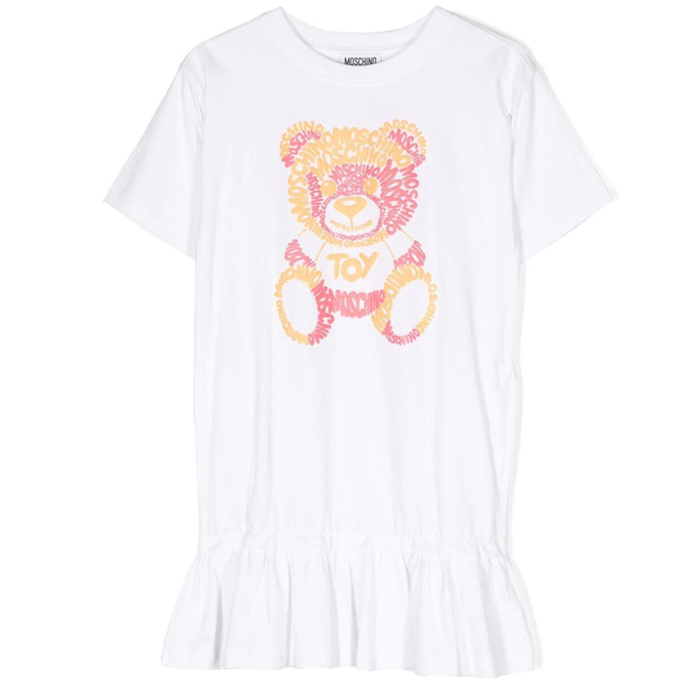 Moschino Girls White Teddy Bear Dress 4A Optical