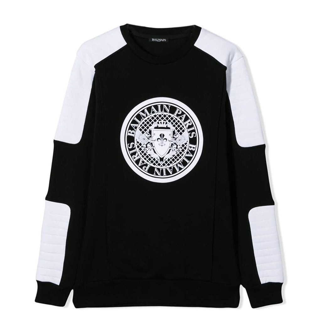 Balmain Boys Patch Emblem Logo Sweater Black 10Y