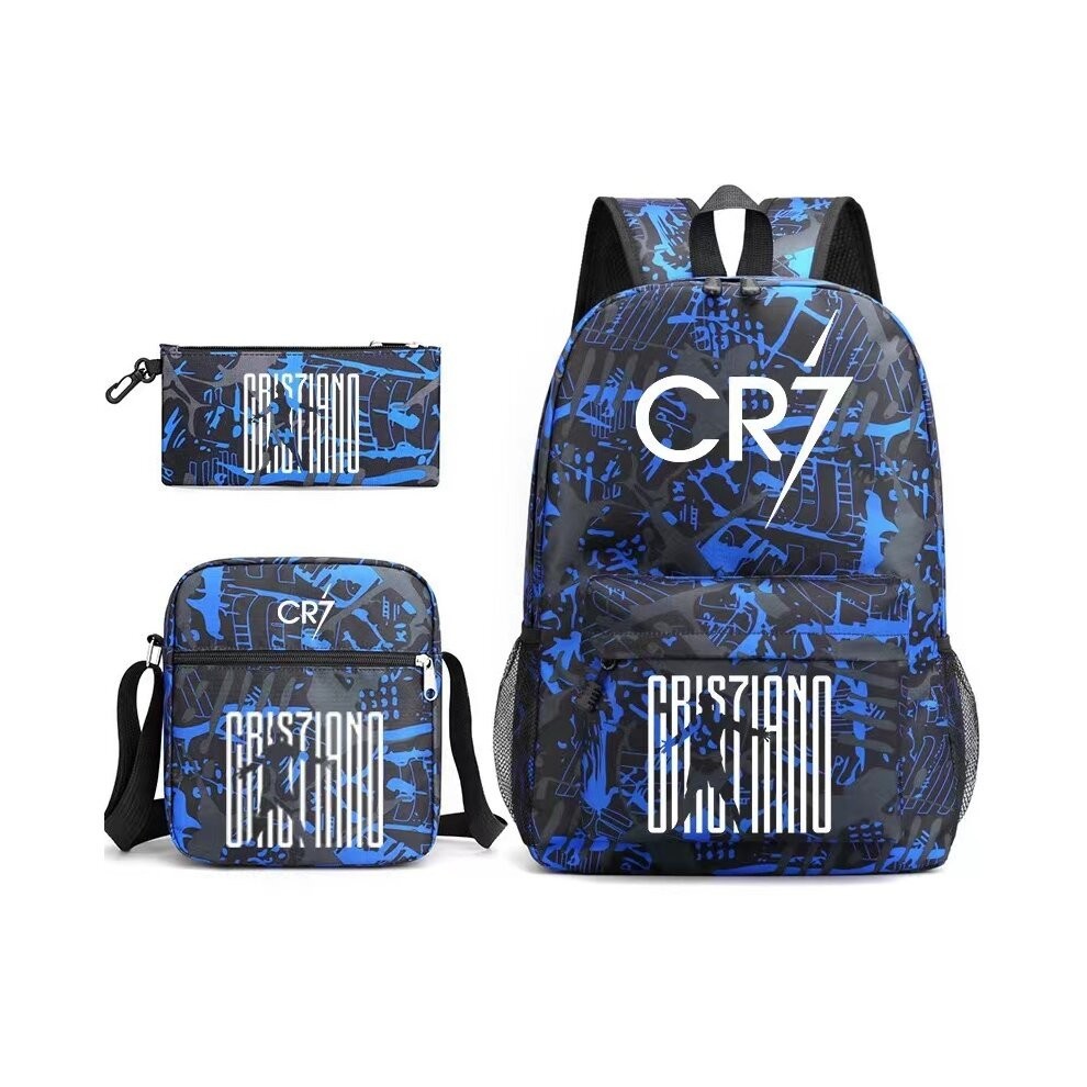 (18) 3pcs Football CR7 Backpack 3D Printe Teens Shoulder Bags