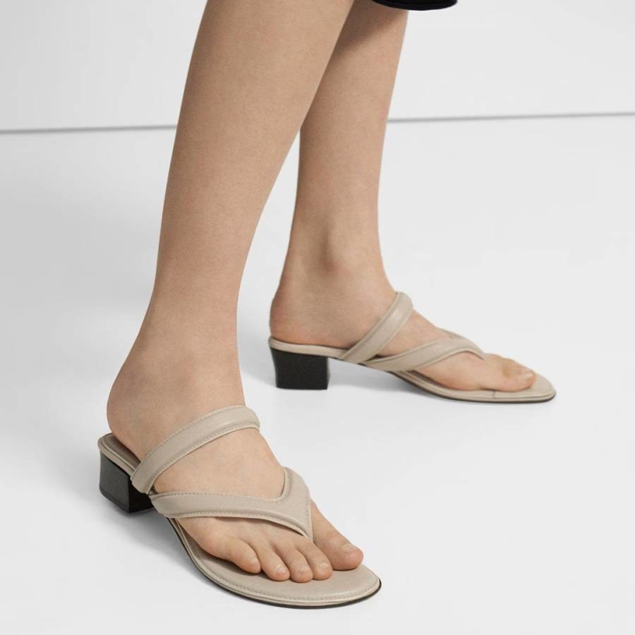 Beige Belted Leather Sandals