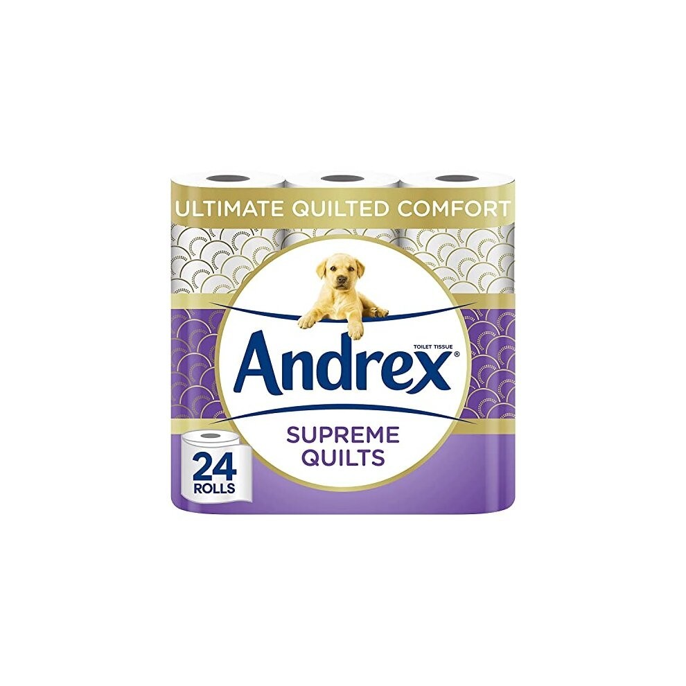 Andrex Supreme Quilts Quilted Toilet Paper - Toilet Roll Pack - 25% Thicker Than Before to Provide Ultimate Quilted Comfort with Unique Air