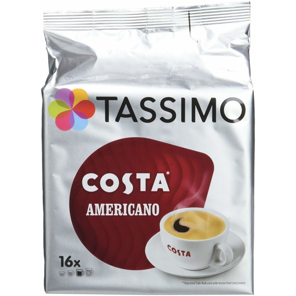 Tassimo Costa Americano Coffee Pods (Case of 5, Total 80 pods, 80 servings)