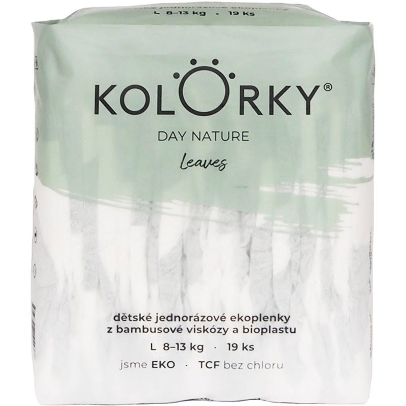 Kolorky Day Nature Bambus Leaves disposable organic nappies size L 8-13 Kg 19 pc