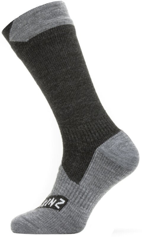 Sealskinz Waterproof All Weather Mid Length Sock Black/Grey Marl S