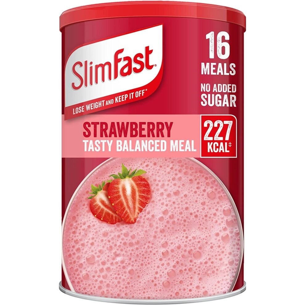 SlimFast Balanced Meal Shake, Healthy Shake for Balanced Diet Plan with Vitamins and Minerals, High in Fibre, Strawberry Flavour, 16 Servings, 584 g