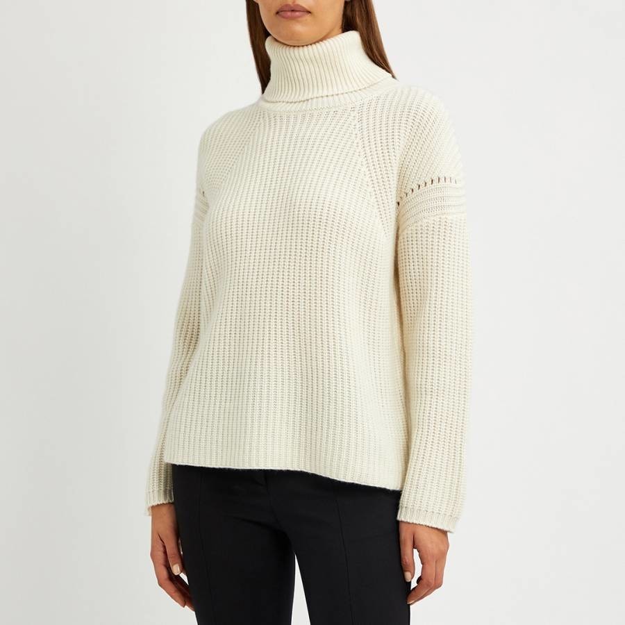 Cream Cashmere Blend Ribbed Jumper