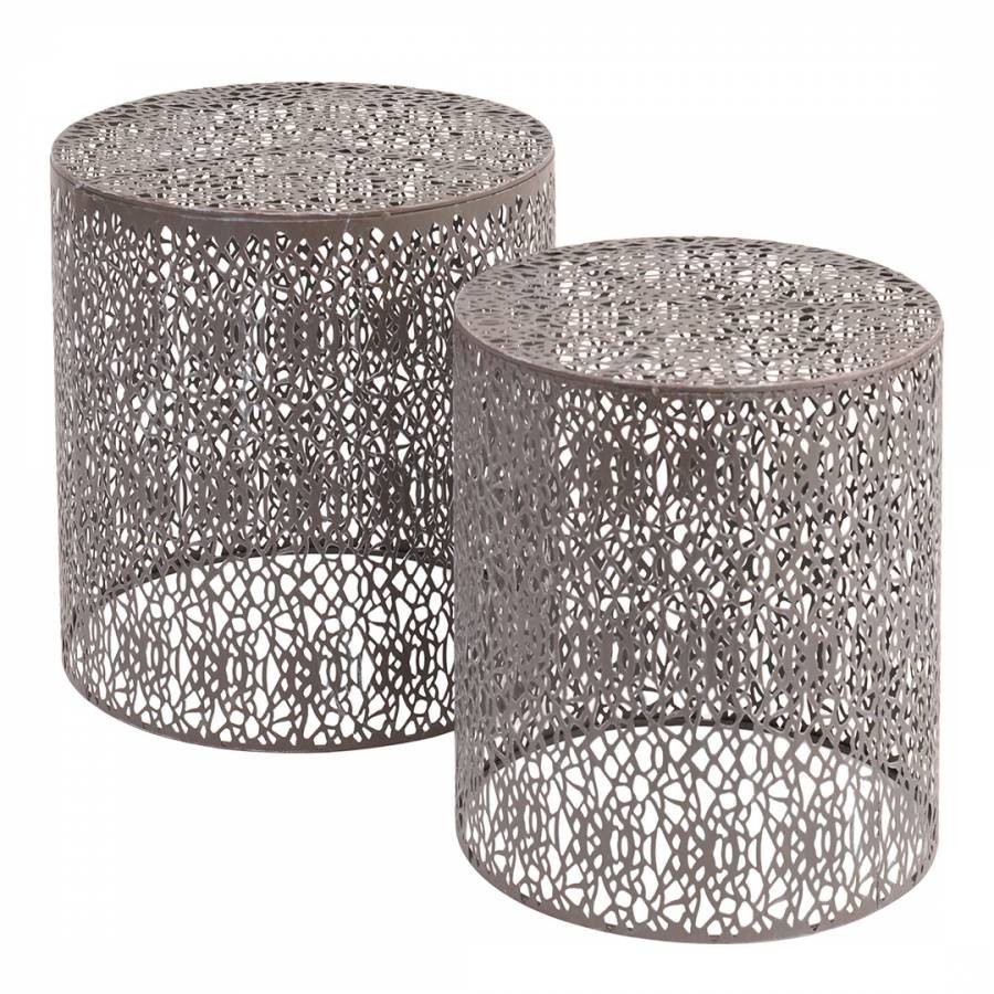 Caprio Set Of Two Nesting Side Tables with Antique Finish Grey