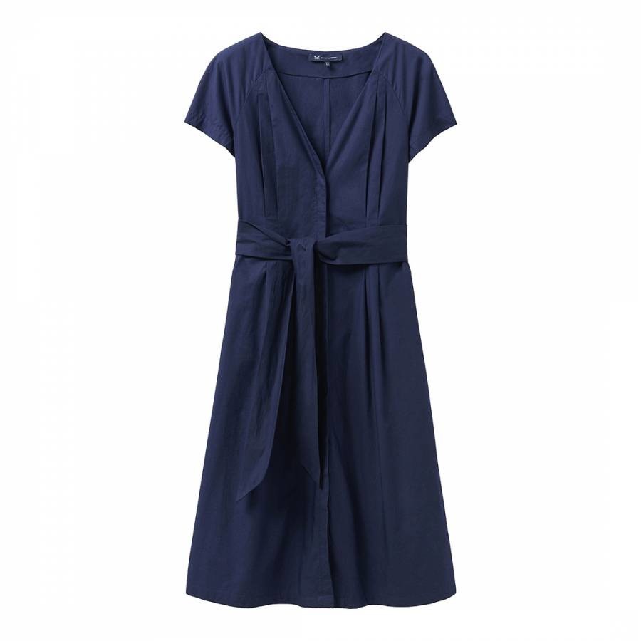 Navy Cotton Fit And Flare Dress
