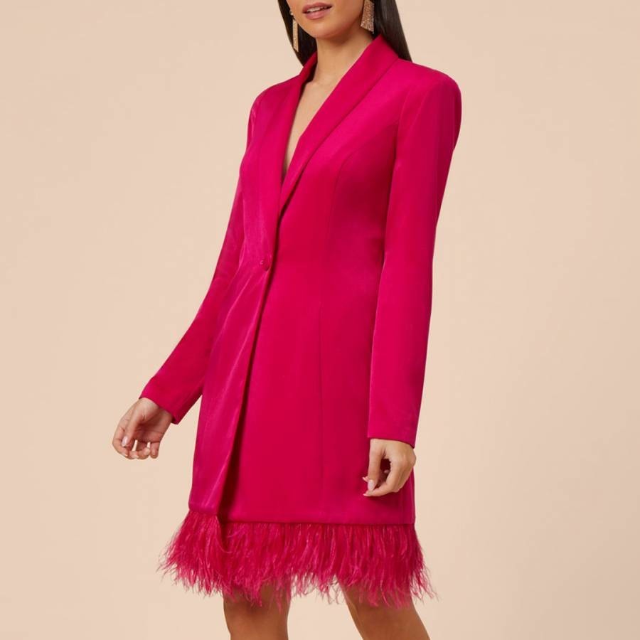 Pink Blazer Feather Dress
