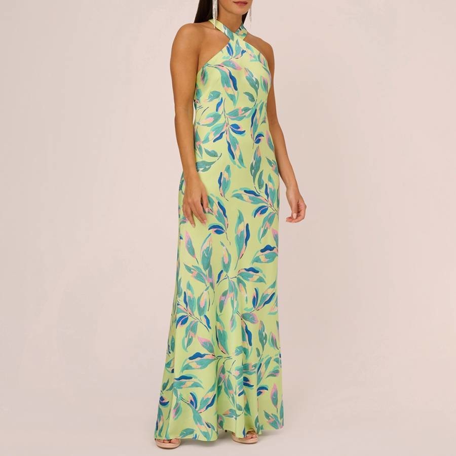 Green/Multi Printed Halter Neck Dress