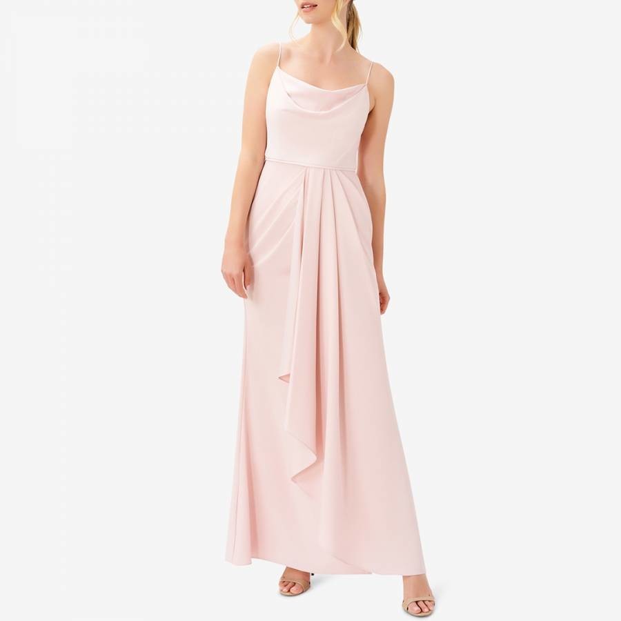 Pink Satin Cowl Neck Dress