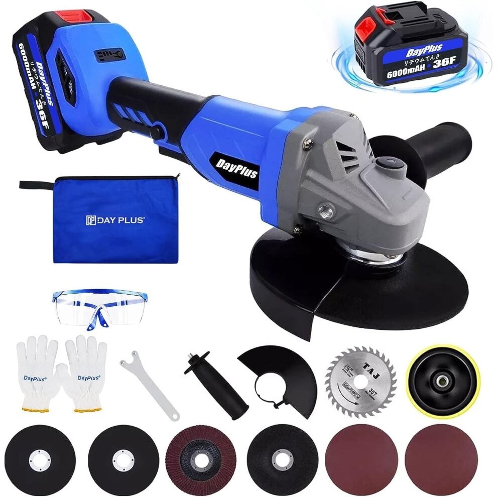 21V Cordless Angle Grinder with Battery and Charger & Disc Kit Power Tool Sander for Cutting, Grinding, Polishing and Rust Removal