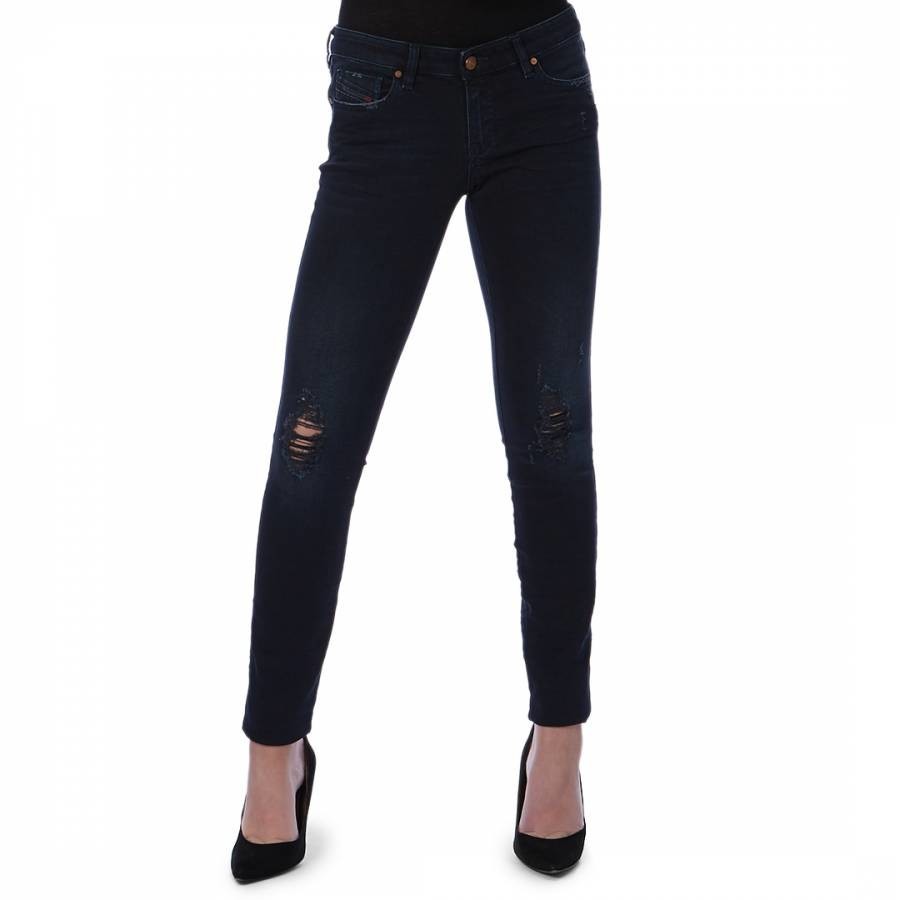 Dark Blue Gracey Distressed Skinny Stretch Jeans