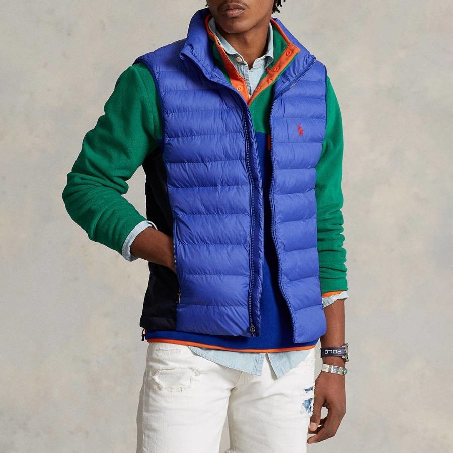 Blue Quilted Packable Gilet