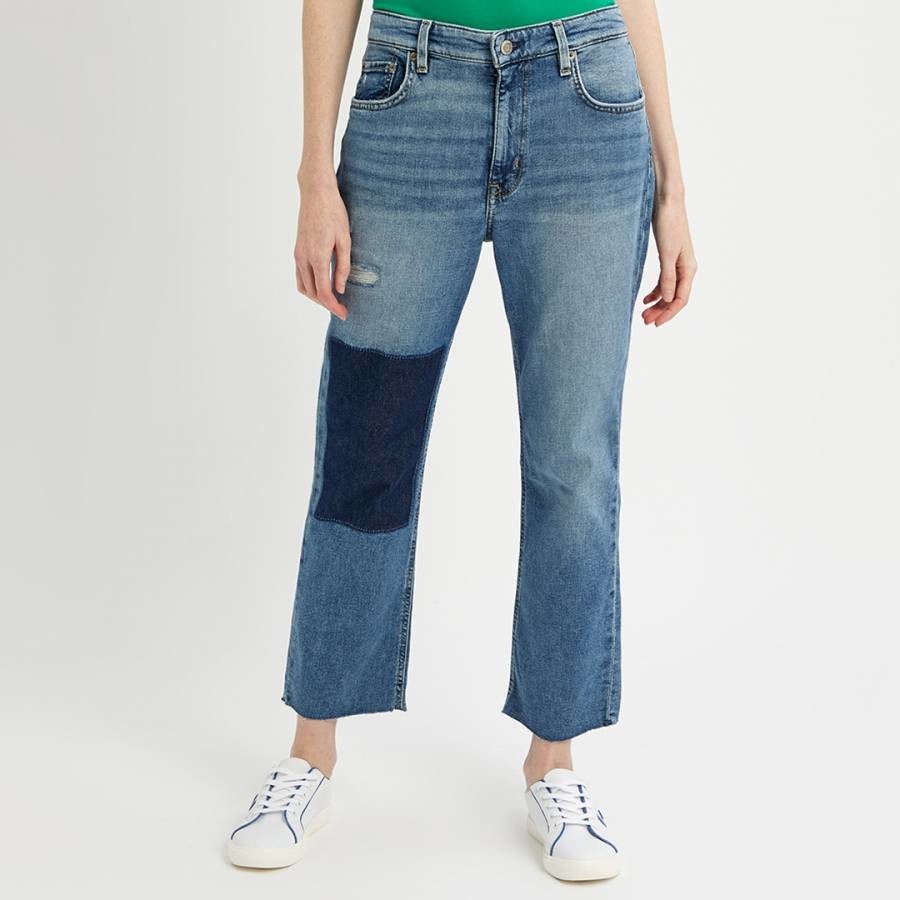 Blue Stretch Straight Leg Denim Jeans