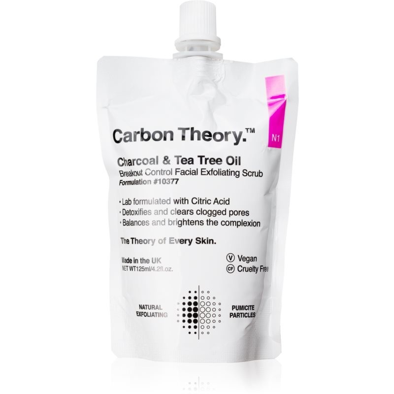 Carbon Theory Charcoal & Tea Tree Oil exfoliating face cleanser for problem skin, acne 125 ml