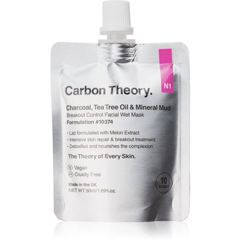 Carbon Theory Charcoal, Tea Tree Oil & Mineral Mud intense regenerating mask for problem skin, acne 50 ml