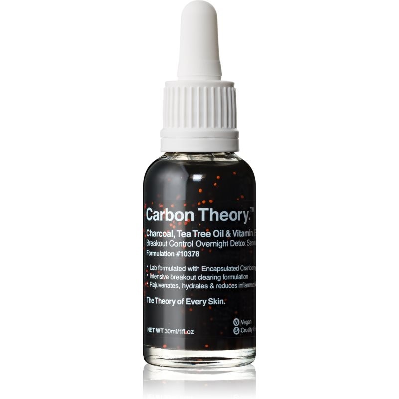 Carbon Theory Charcoal, Tea Tree Oil & Vitamin E revitalising and regenerating night serum for problem skin 30 ml