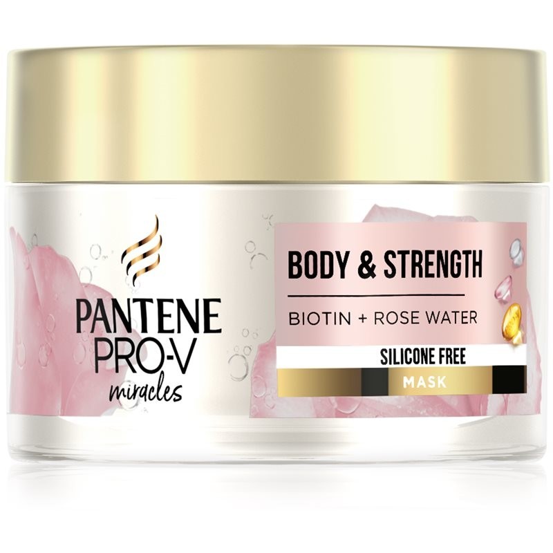 Pantene Body & Strength Rose Water hair mask for fine to normal hair 160 ml