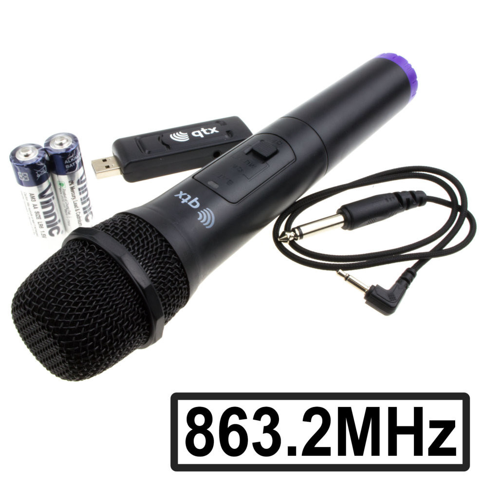 USB Powered Wireless UHF Handheld Karoke Singing Microphone Set 863.2MHz