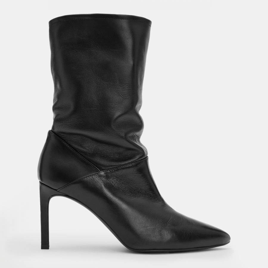 Black Orlana Leather Heeled Ankle Boots