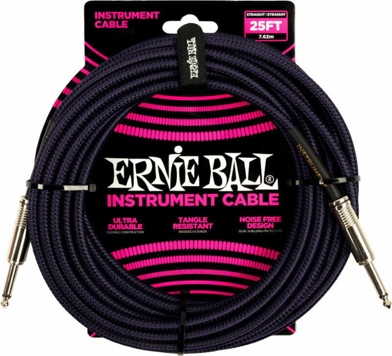 Ernie Ball Braided Straight Straight Inst Cable Violet 7,5 m Straight - Straight