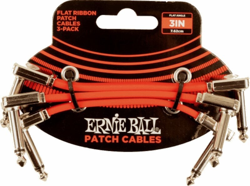 Ernie Ball Flat Ribbon Patch Cable Red 7,5 cm Angled - Angled