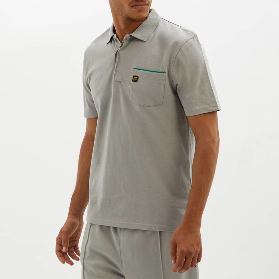 Grey Bruni Pocket Detail Cotton Polo Shirt