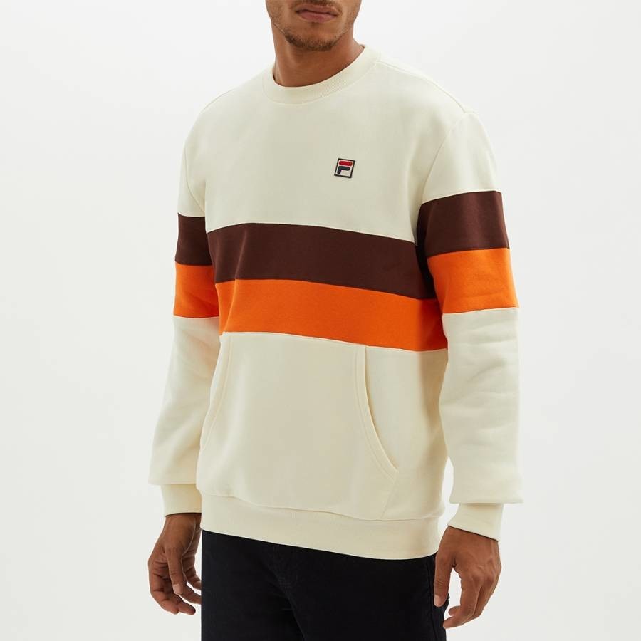 Ecru/Multi Roman Colourblock Cotton Blend Sweatshirt