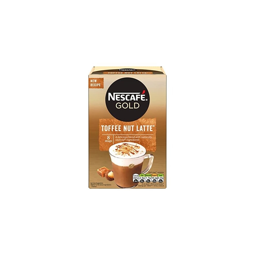 Nescafe Gold Toffee Nut Instant Coffee Sachets (Pack of 6, Total 48 Sachets)