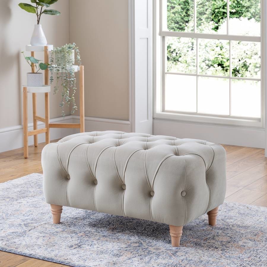 The Soho/Mayfair Footstool Velvet Chalk